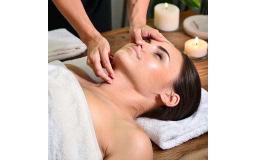 Image de mains effectuant un massage doux du cou, soulignant la libération musculaire vocale.