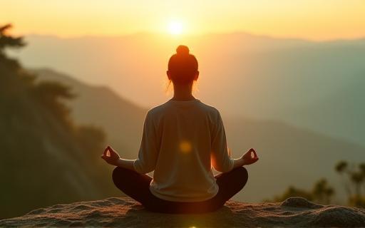 Image d'une personne méditant calmement, représentant la réduction du stress et le bien-être mental.